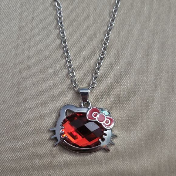 Sanrio Hello Kitty red & silver tone charm necklace - Picture 1 of 3